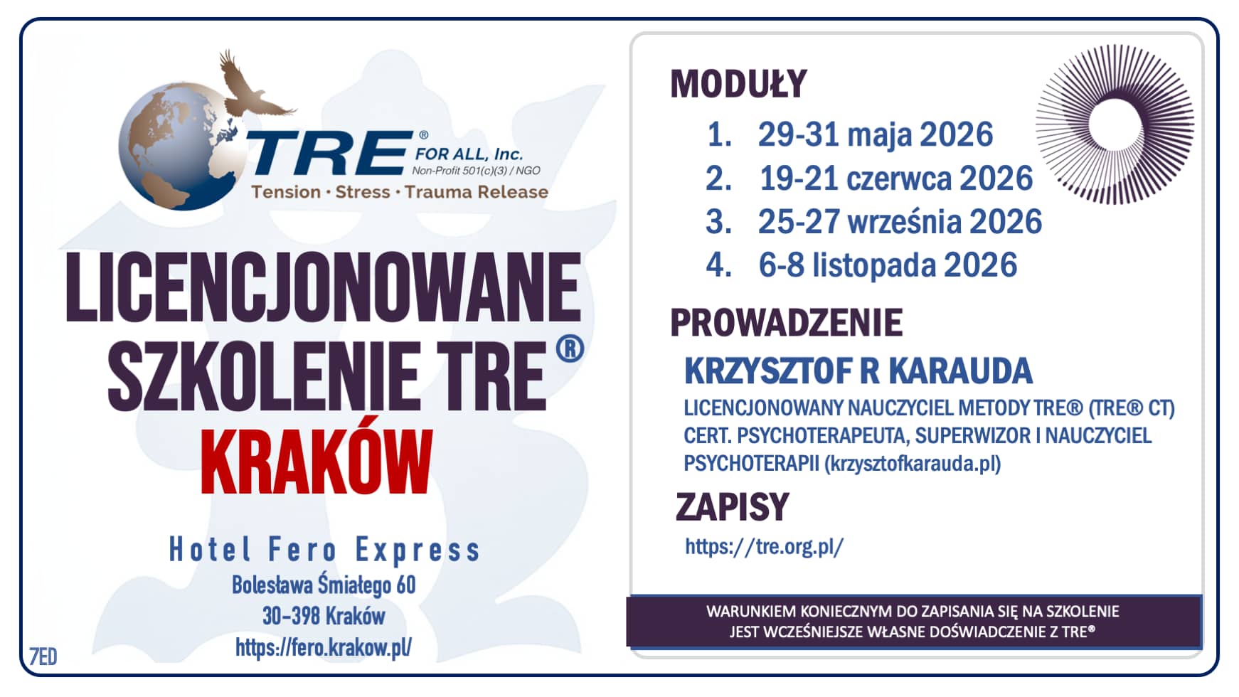 Licencjonowane szkolenie TRE tre.org.pl Kraków 2026
